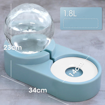 Automatic Pet Dog Cat Feeder with Fountain 1.8L Bowl
