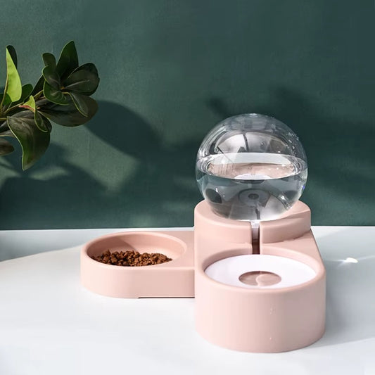 Automatic Pet Dog Cat Feeder with Fountain 1.8L Bowl